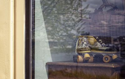 Close-up of window on building