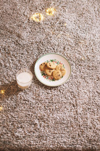 High angle view of food on table