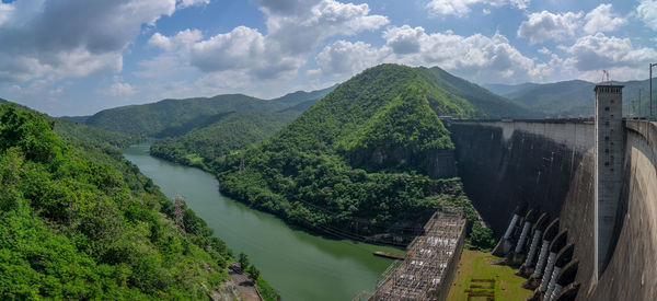 The bhumibol dam was built to block the ping river at sam ngao district of tak province, thailand.