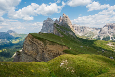 Scenic view of landscape and mountains against sky