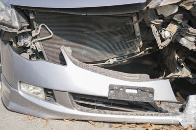 Close-up of damaged car