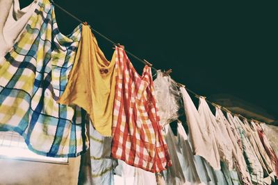 Low angle view of clothes drying on clothesline