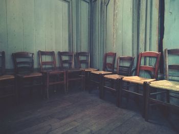 Empty chairs and table at home