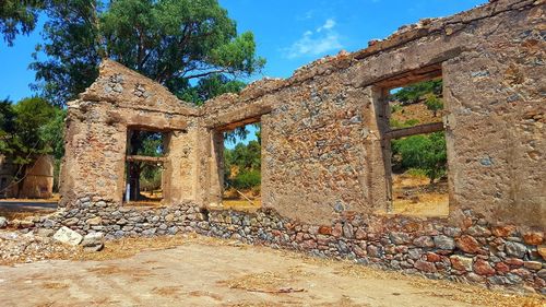 Low angle view of old ruin building