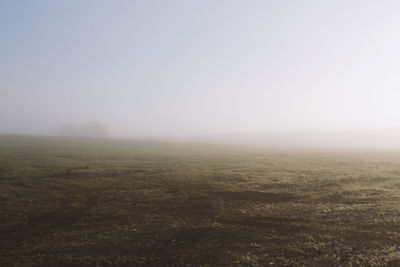 Scenic view of field against cloudy sky