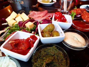 Close-up of food on table