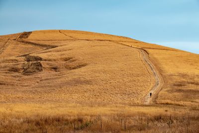 Scenic view of arid landscape against clear sky