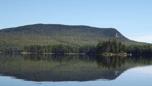 Scenic view of lake with mountains in background