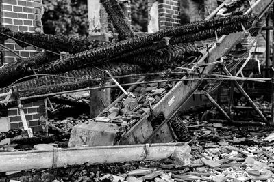 Close-up of abandoned metal structure