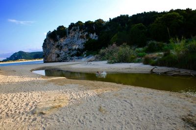 Scenic view of beach against sky