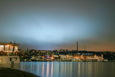 View of river with buildings in background