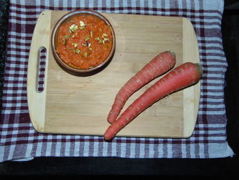 High angle view of food on table