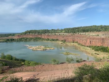 Scenic view of lake against sky