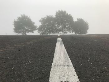 Road by trees against clear sky