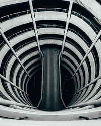 Low angle view of spiral staircase in parking lot