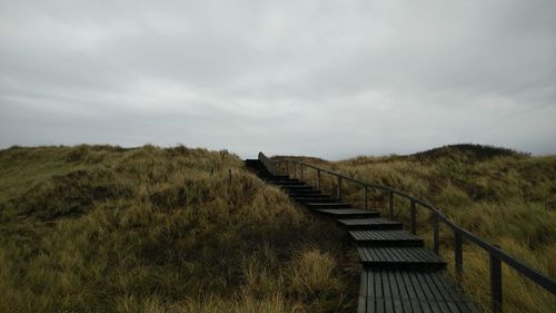 Scenic view of steps on field