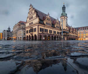 Reflection of buildings in city