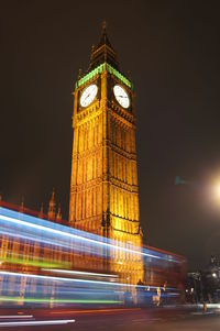 Illuminated tower of building at night