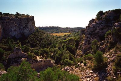 Scenic view of rocky mountains against sky