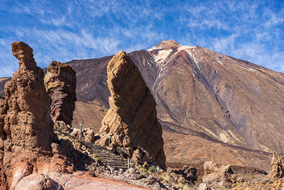 Rock formations on landscape against sky