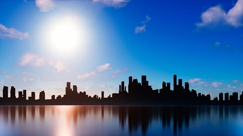 Silhouette buildings against sky in city