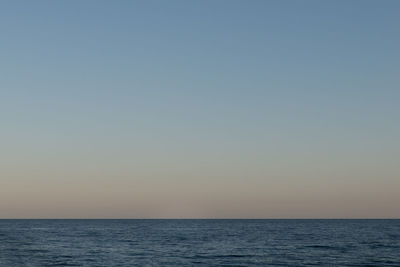 Scenic view of sea against clear sky during sunset