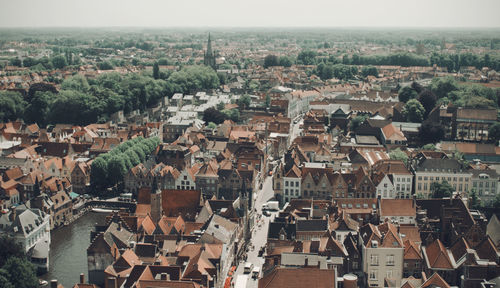 High angle view of buildings in city