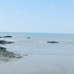 Scenic view of sea against clear sky