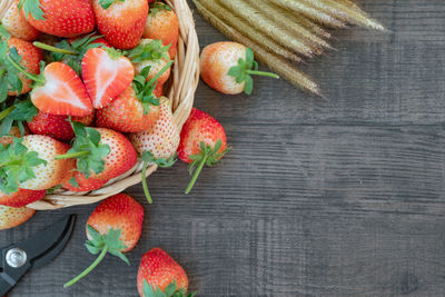 High angle view of fruits on table