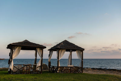 beach cabanas.