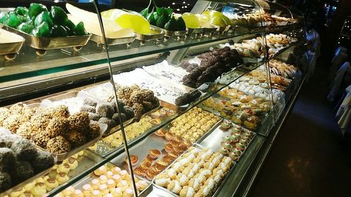 High angle view of ice cream for sale in store