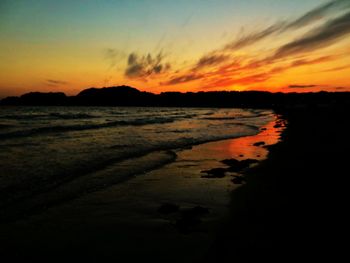 Scenic view of beach during sunset