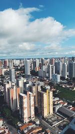 High angle view of cityscape against sky