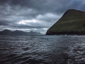 Scenic view of sea against cloudy sky