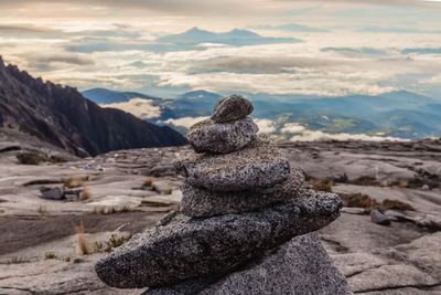 Scenic view of rocks against sky