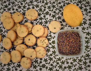 High angle view of fruits on table
