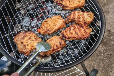 Close-up food on grill