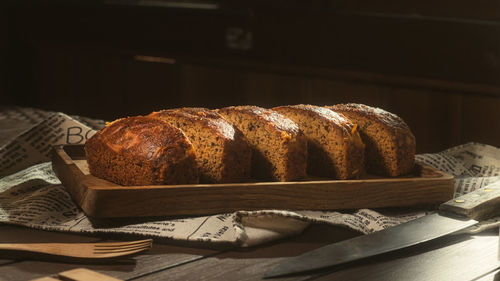 Close-up of bread on table