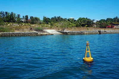 Scenic view of sea against clear sky