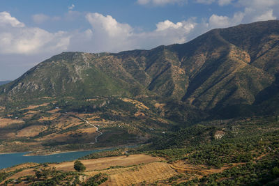 Scenic view of mountains against sky