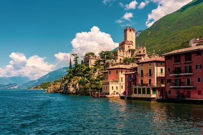 View of the scaliger castle in malcesine on lake garda in italy.