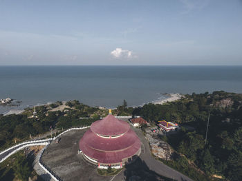 High angle view of sea against sky