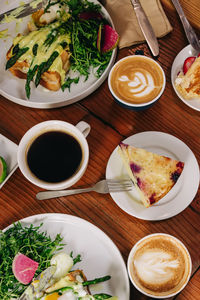 High angle view of food on table
