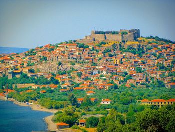 Greek island against sky