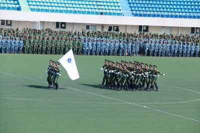 Man riding bicycle on road