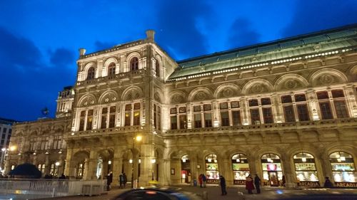 Low angle view of building at night