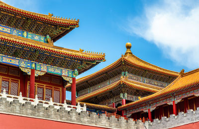 Low angle view of temple against sky