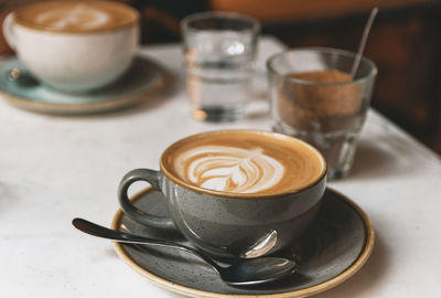 Close-up of coffee on table