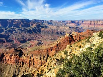 High angle view of rock formations in canyon