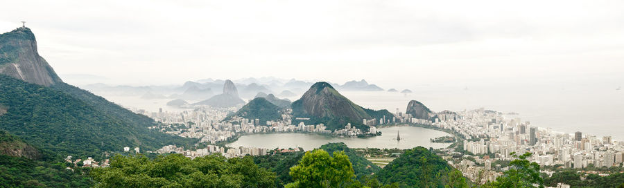 Panoramic view of buildings in city against sky